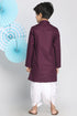 VASTRAMAY Purple Cotton Baap Beta Kurta Dhoti Set